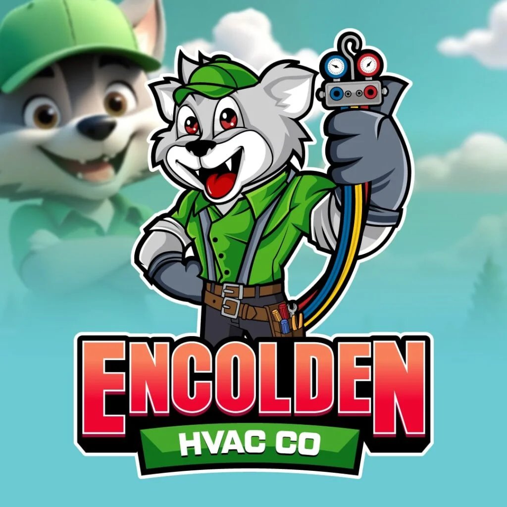Encolden HVAC cartoon mascot logo